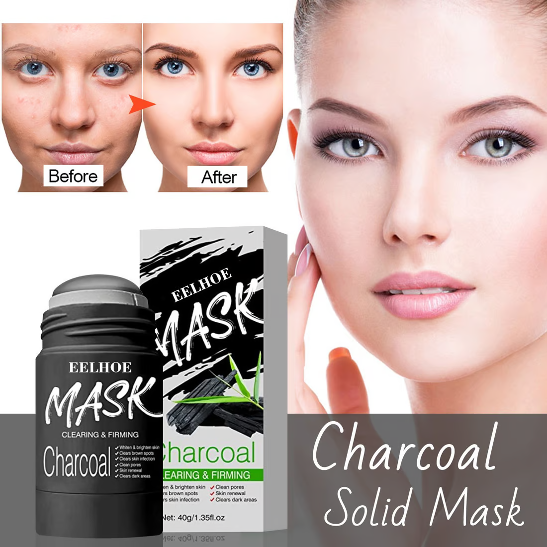 Green Tea Mask Clay Stick Face Mask Skin Care Poreless Deep
